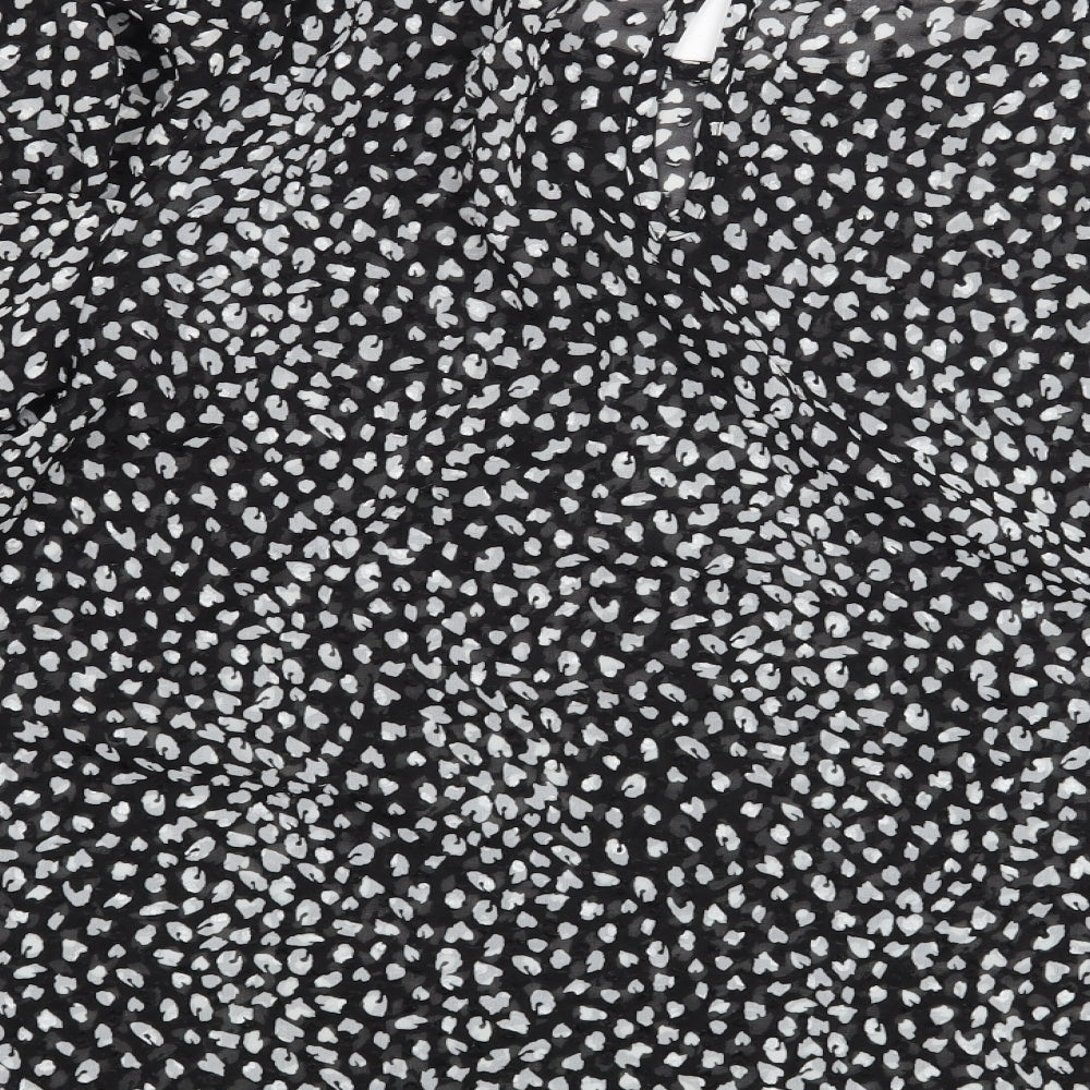 Lipsy Womens Black Animal Print  Basic Blouse Size 14