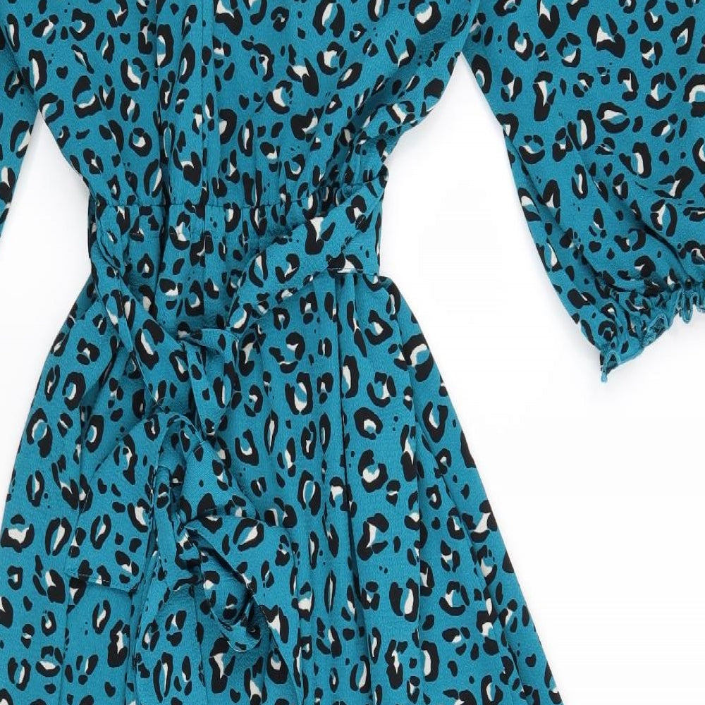 New Look Womens Blue Animal Print  A-Line  Size 14