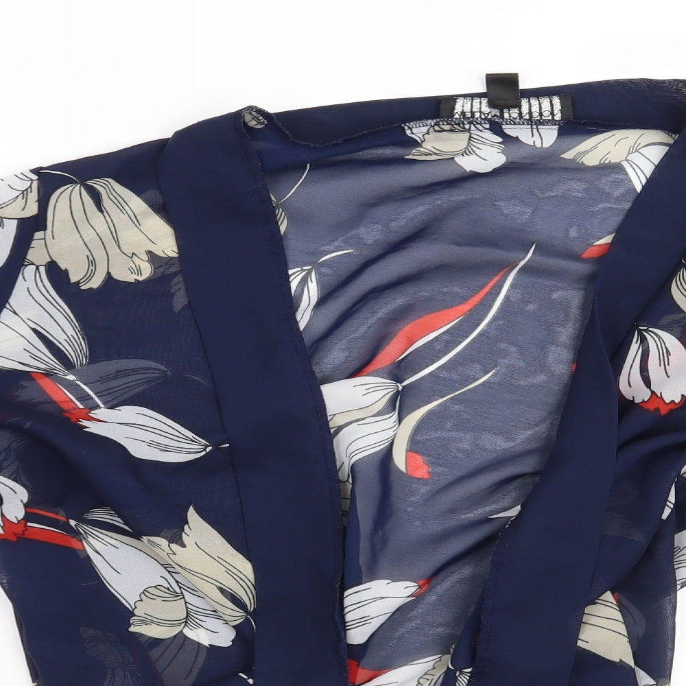 Mela London Womens Blue Floral  Kimono Blouse Size 14