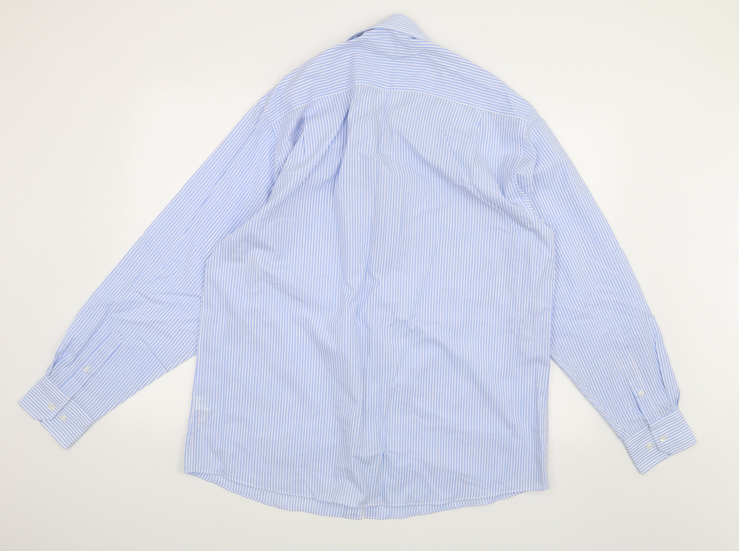 Cedar Wood State Mens Blue Striped   Dress Shirt Size 17