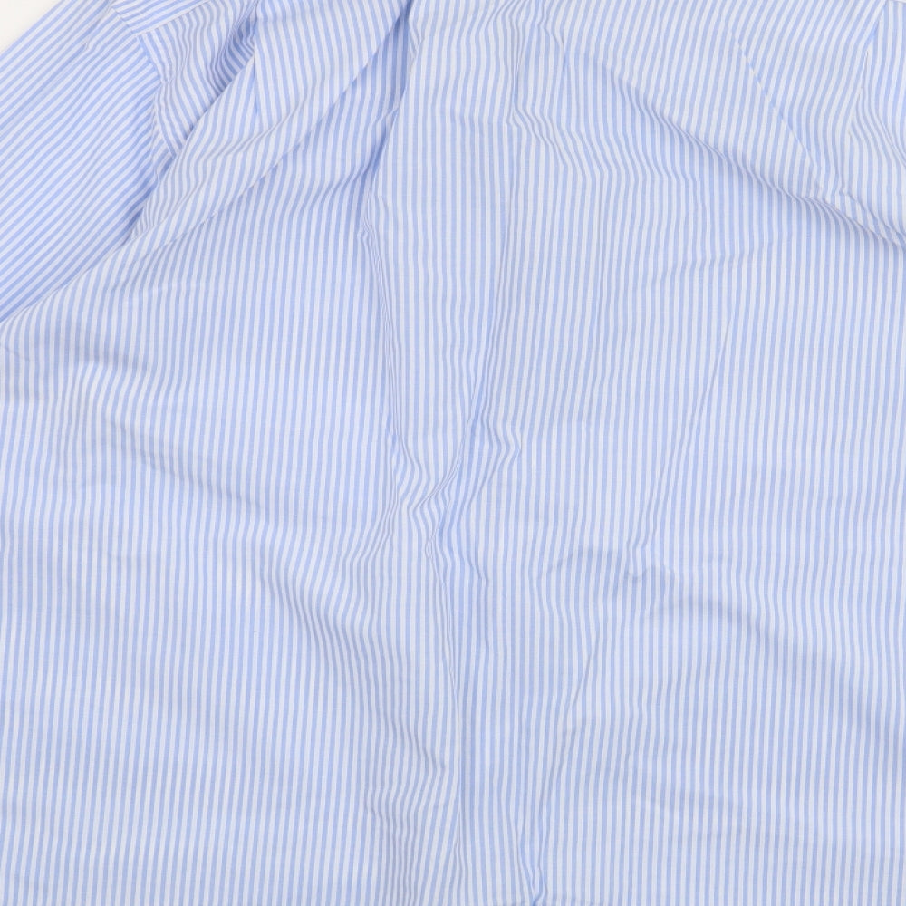Cedar Wood State Mens Blue Striped   Dress Shirt Size 17