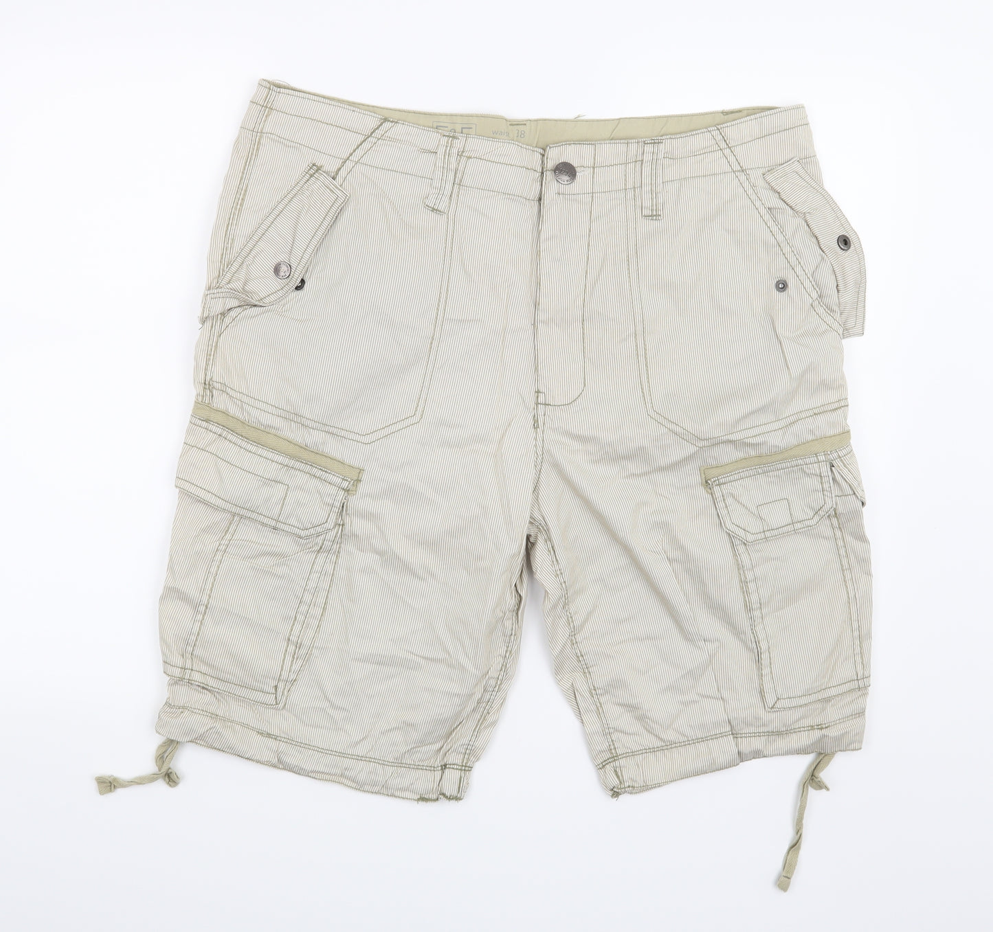 F&F Mens Green Striped  Chino Shorts