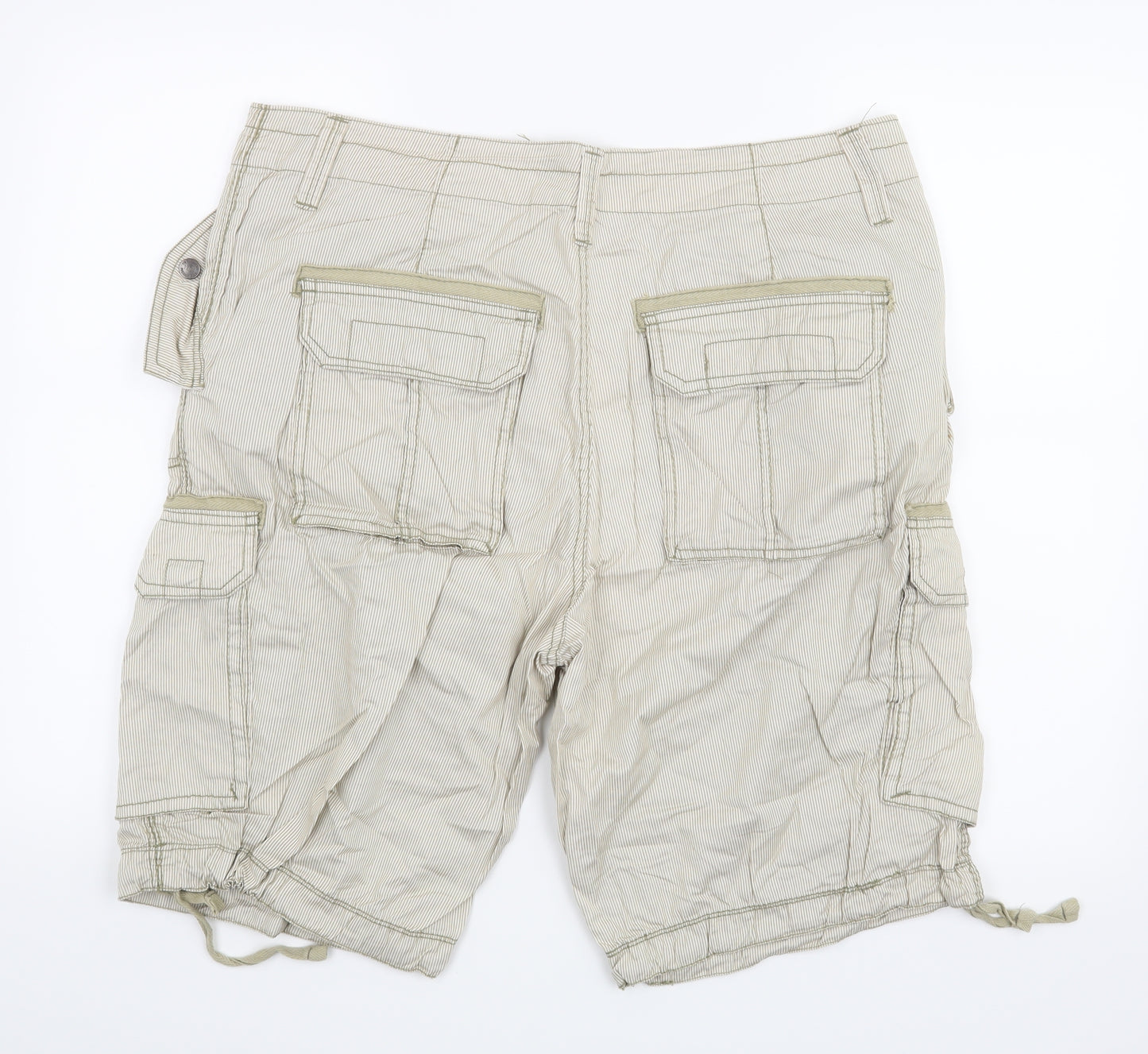 F&F Mens Green Striped  Chino Shorts