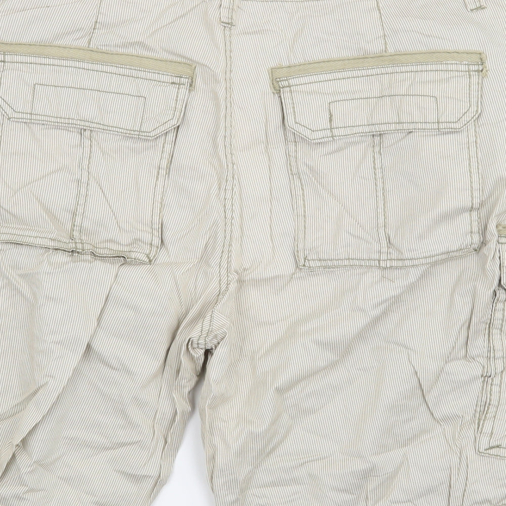 F&F Mens Green Striped  Chino Shorts