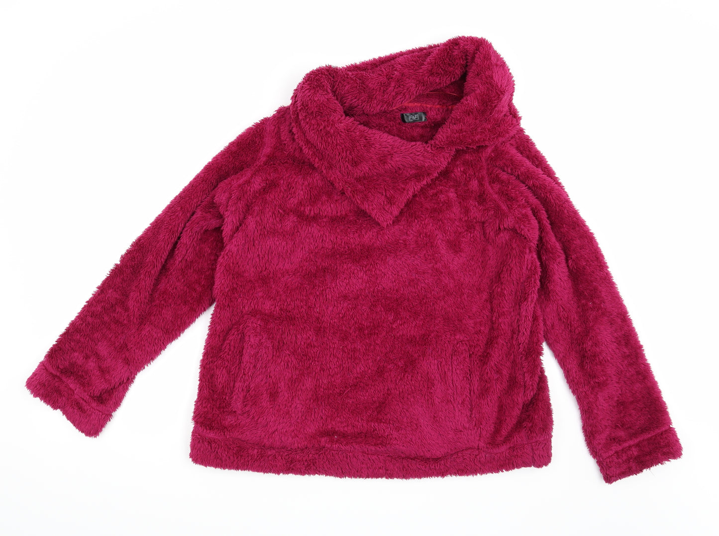 F&F Womens Pink  Fleece Top Pyjama Top Size 12