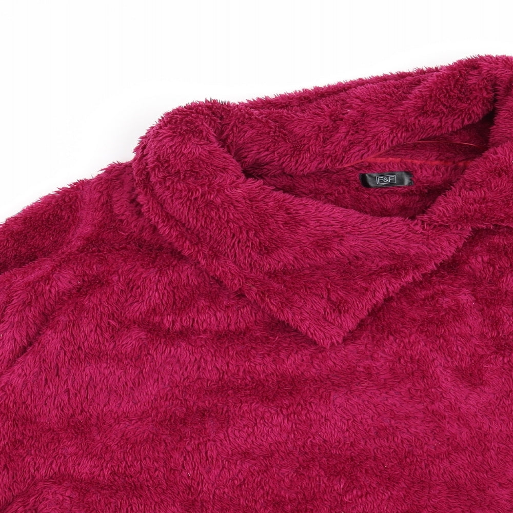 F&F Womens Pink  Fleece Top Pyjama Top Size 12