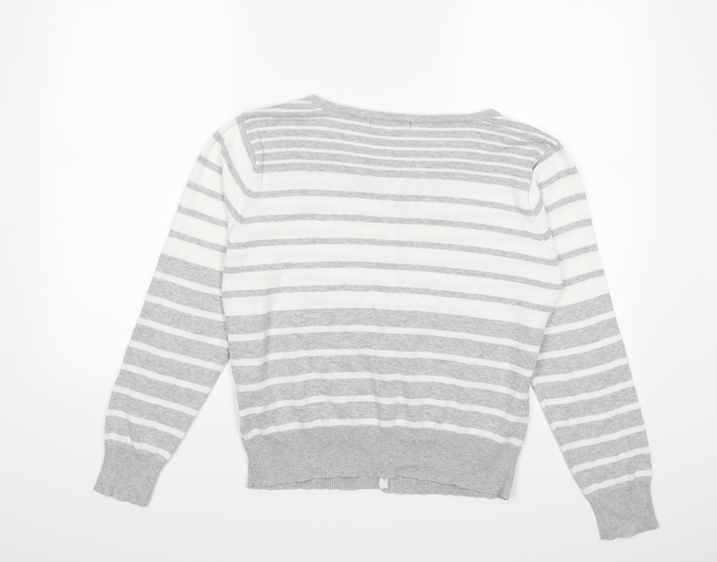 Atmosphere Womens Grey Striped Knit Cardigan Jumper Size 16