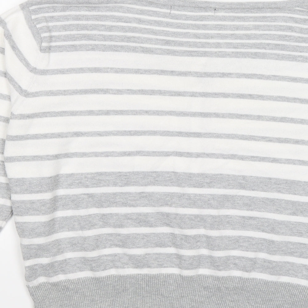 Atmosphere Womens Grey Striped Knit Cardigan Jumper Size 16
