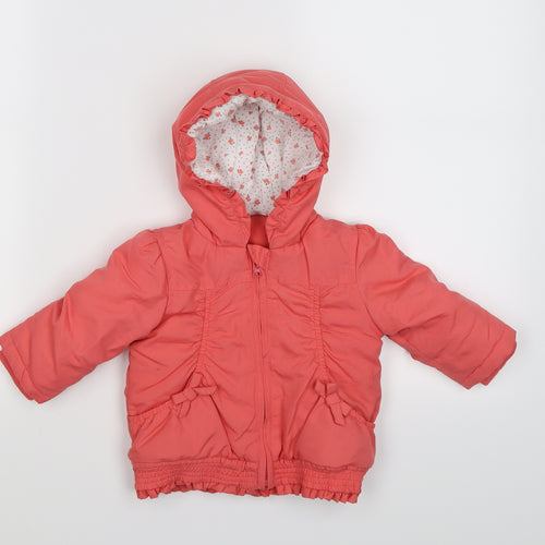 tesco Girls Pink   Parka Coat Size 6-9 Months