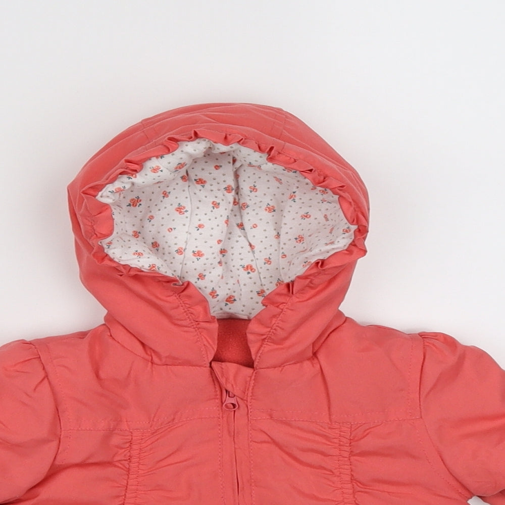 tesco Girls Pink   Parka Coat Size 6-9 Months