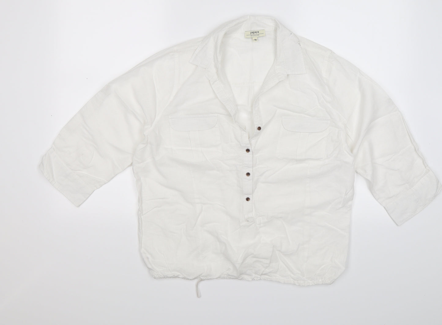 Papaya Womens White   Basic Blouse Size 16