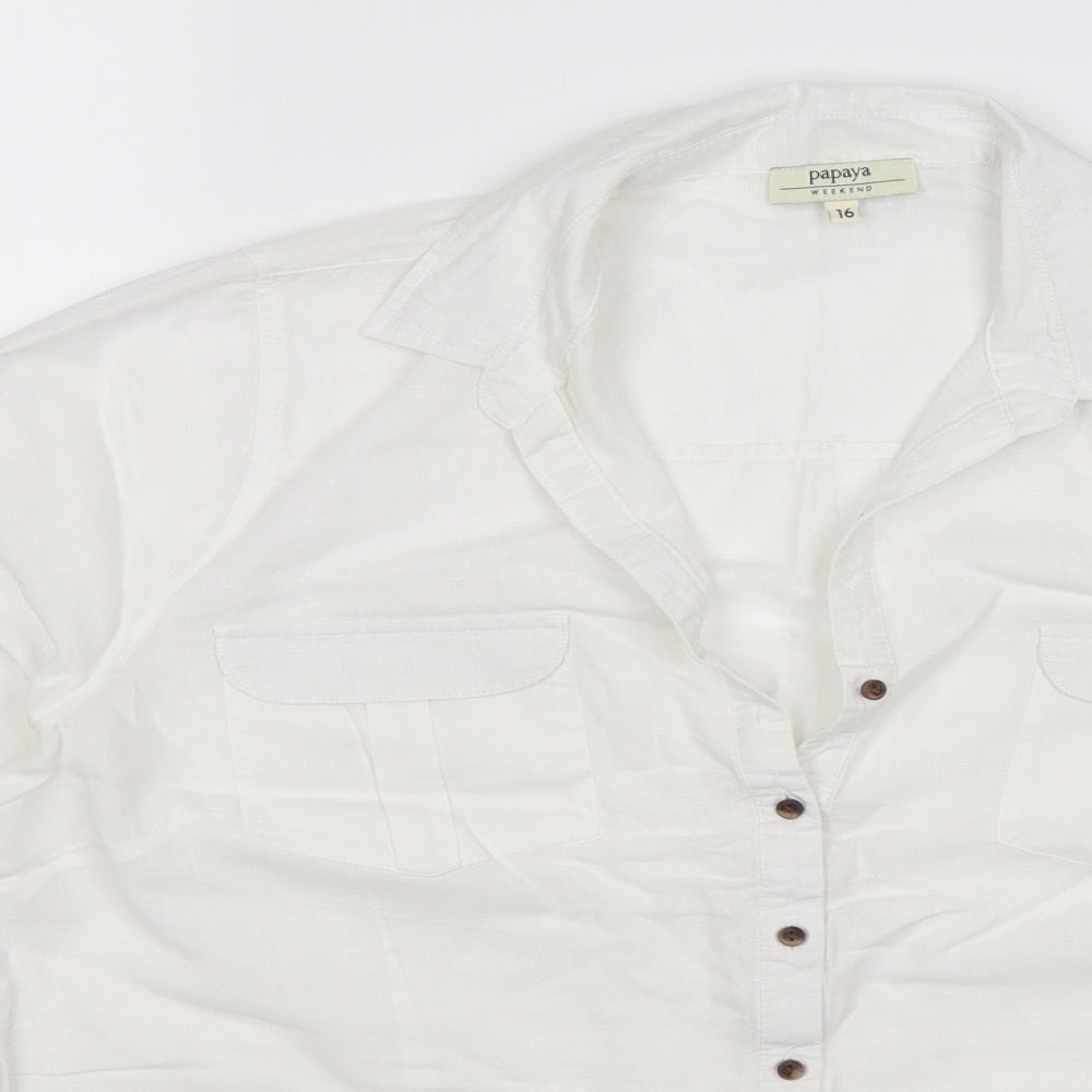 Papaya Womens White   Basic Blouse Size 16