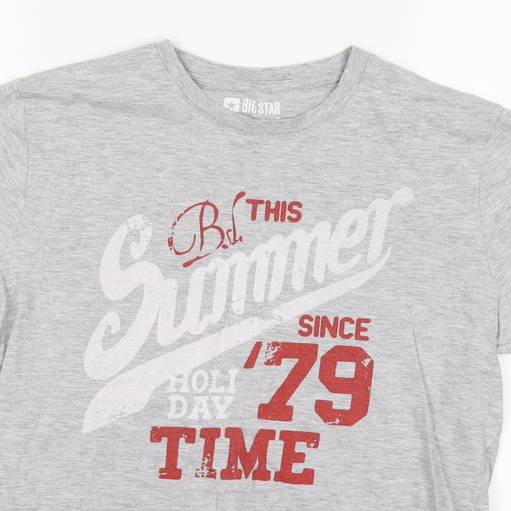 BIG STAR Mens Grey    T-Shirt Size S  - summer