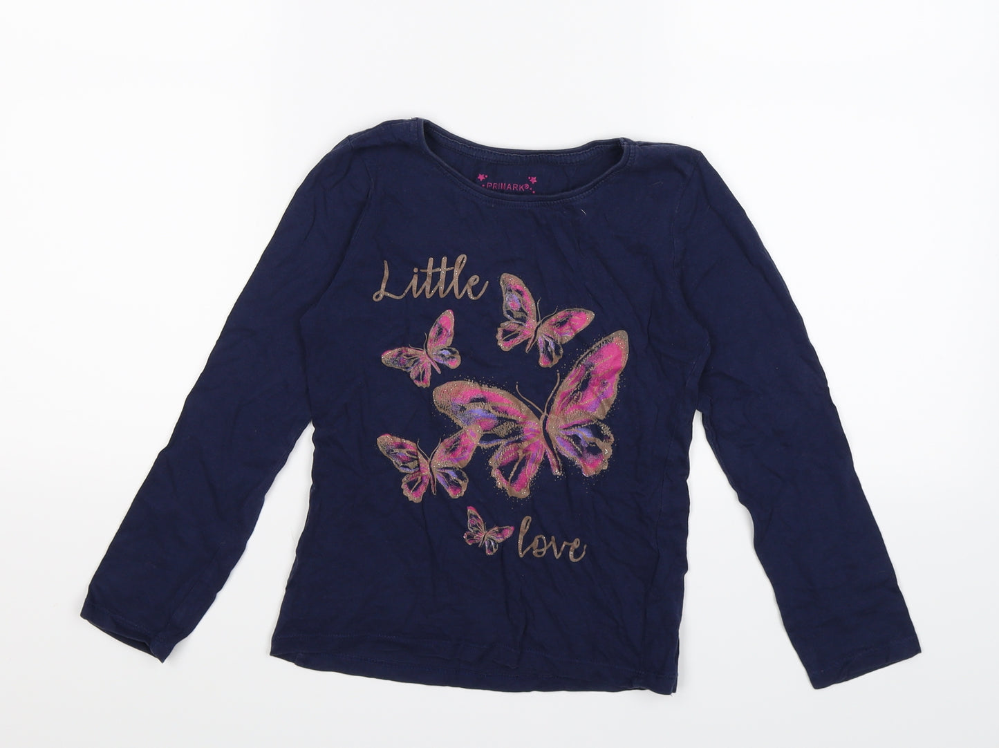 Primark Girls Blue   Basic T-Shirt Size 7-8 Years  - LITTLE LOVE BUTTERFLY