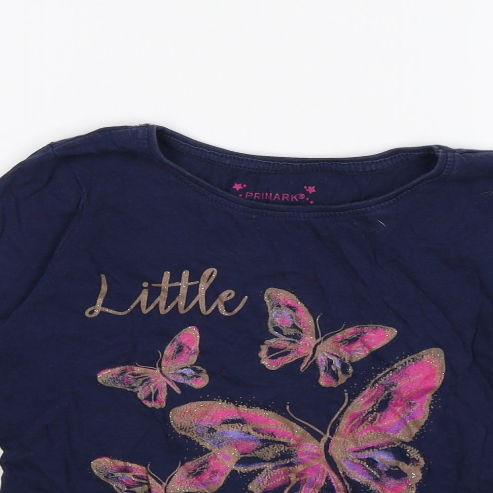 Primark Girls Blue   Basic T-Shirt Size 7-8 Years  - LITTLE LOVE BUTTERFLY