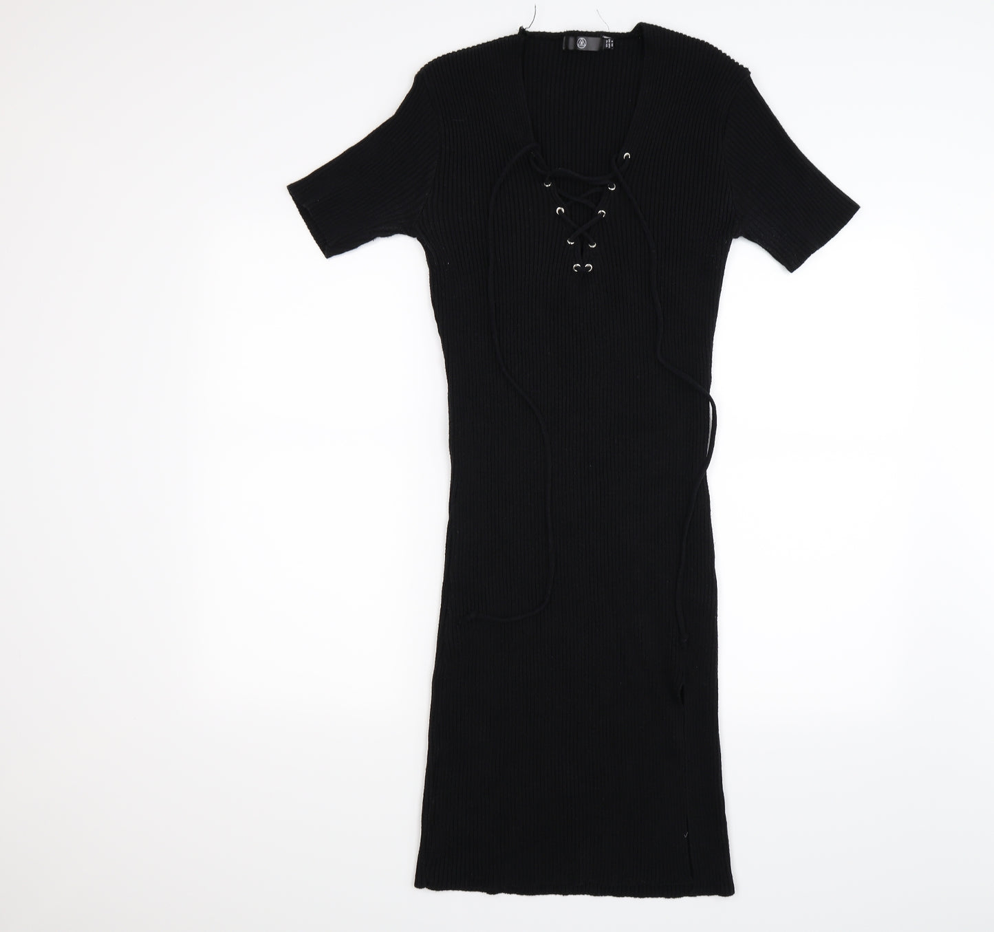 Missguided Womens Black Striped Knit Jumper Dress  Size 12