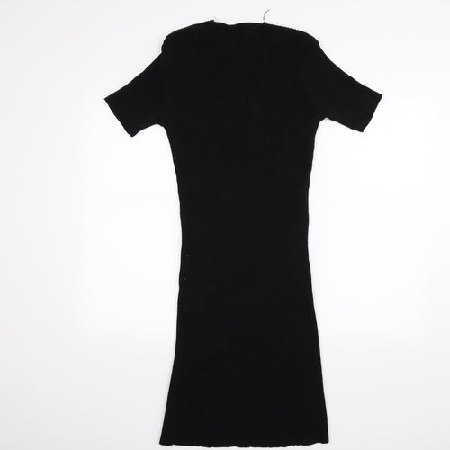 Missguided Womens Black Striped Knit Jumper Dress  Size 12