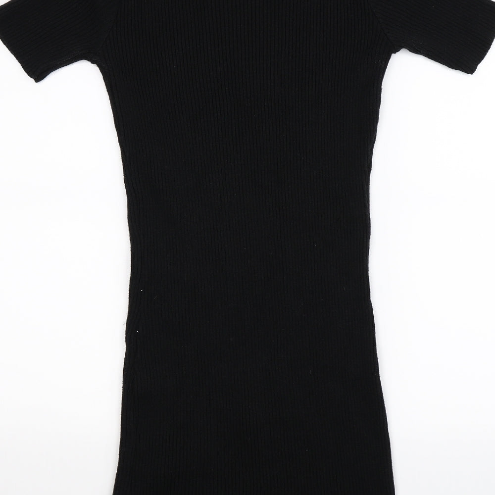 Missguided Womens Black Striped Knit Jumper Dress  Size 12