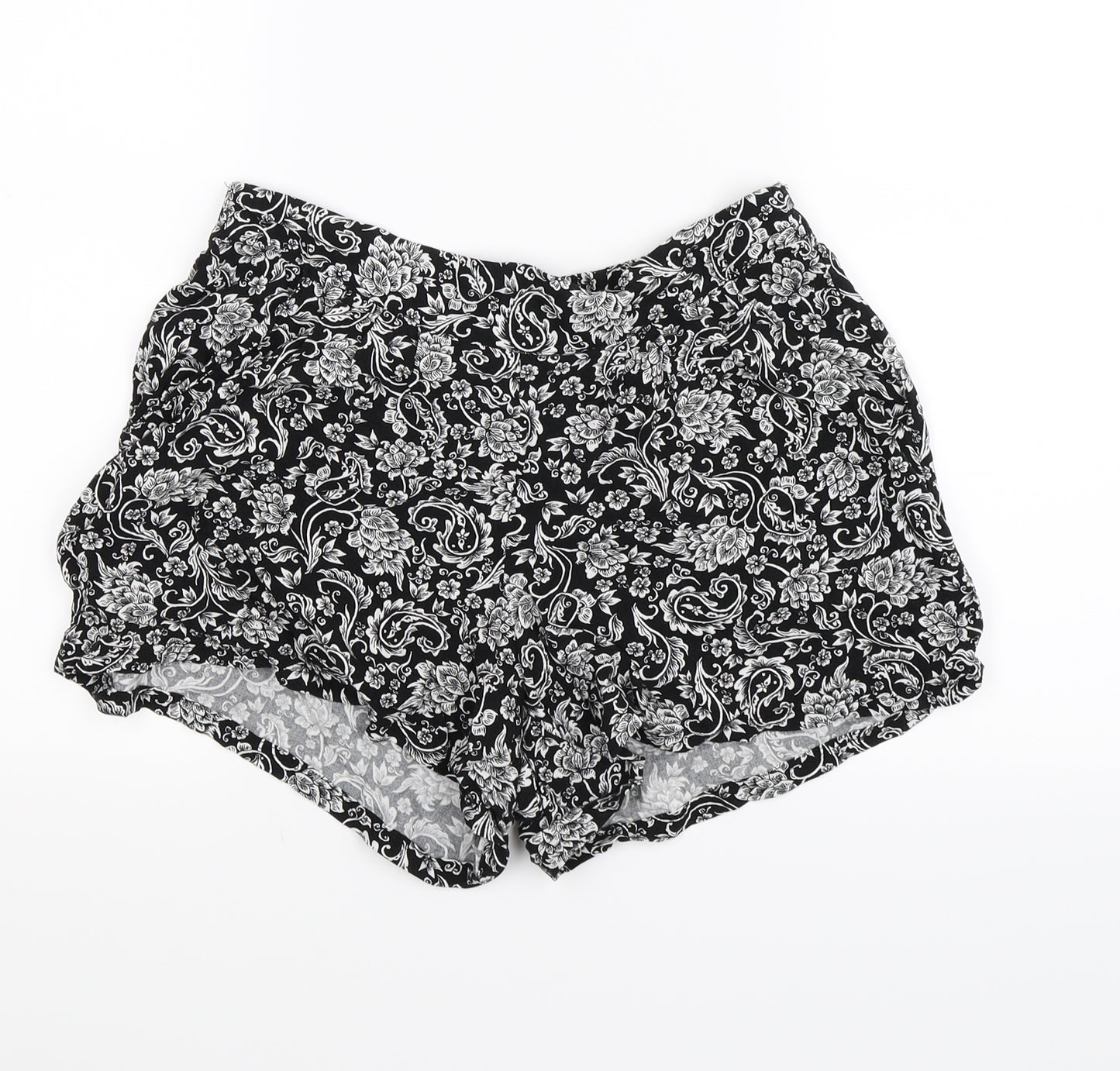 Peacocks Womens Black Floral  Skimmer Shorts Size 10