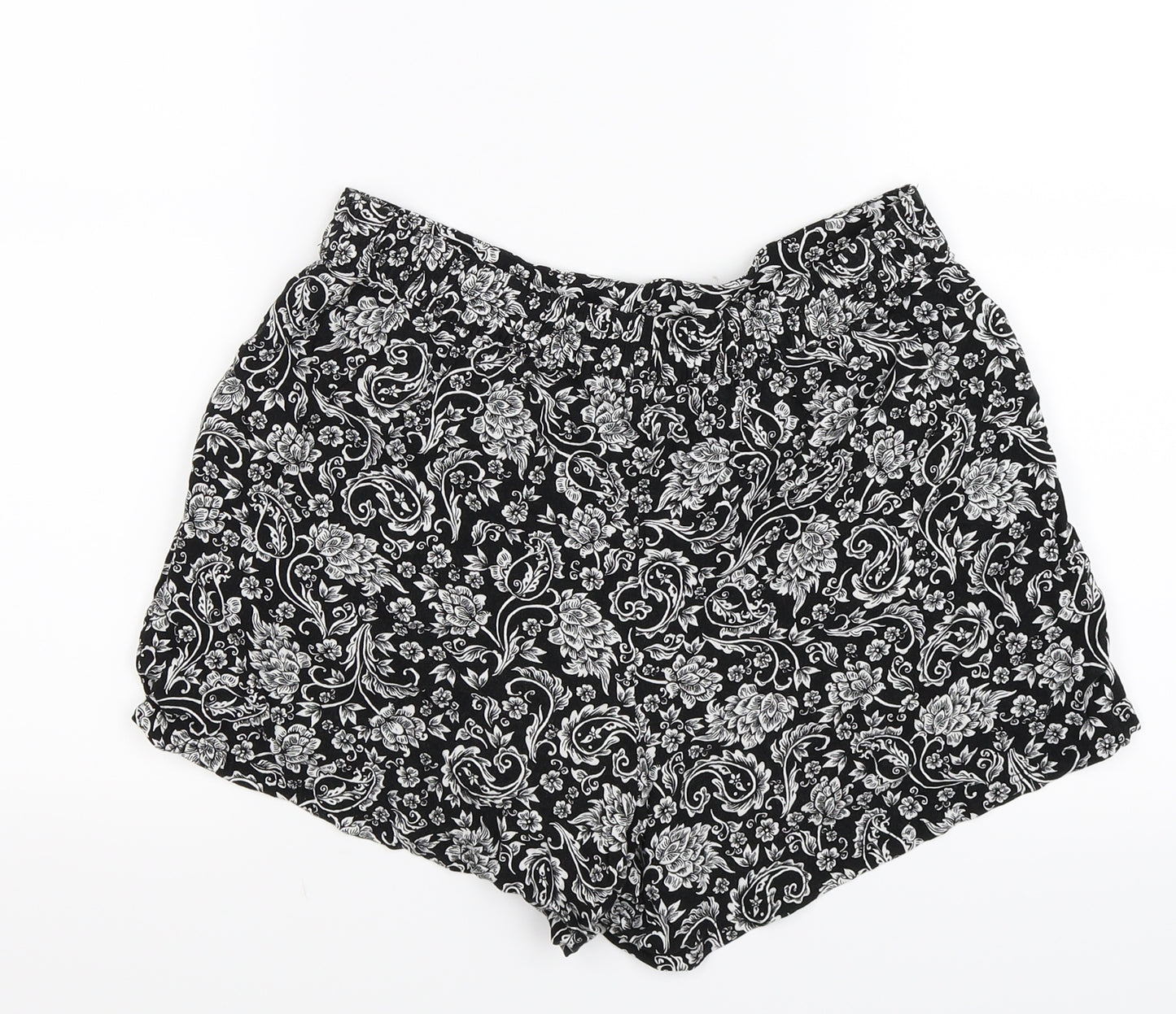 Peacocks Womens Black Floral  Skimmer Shorts Size 10