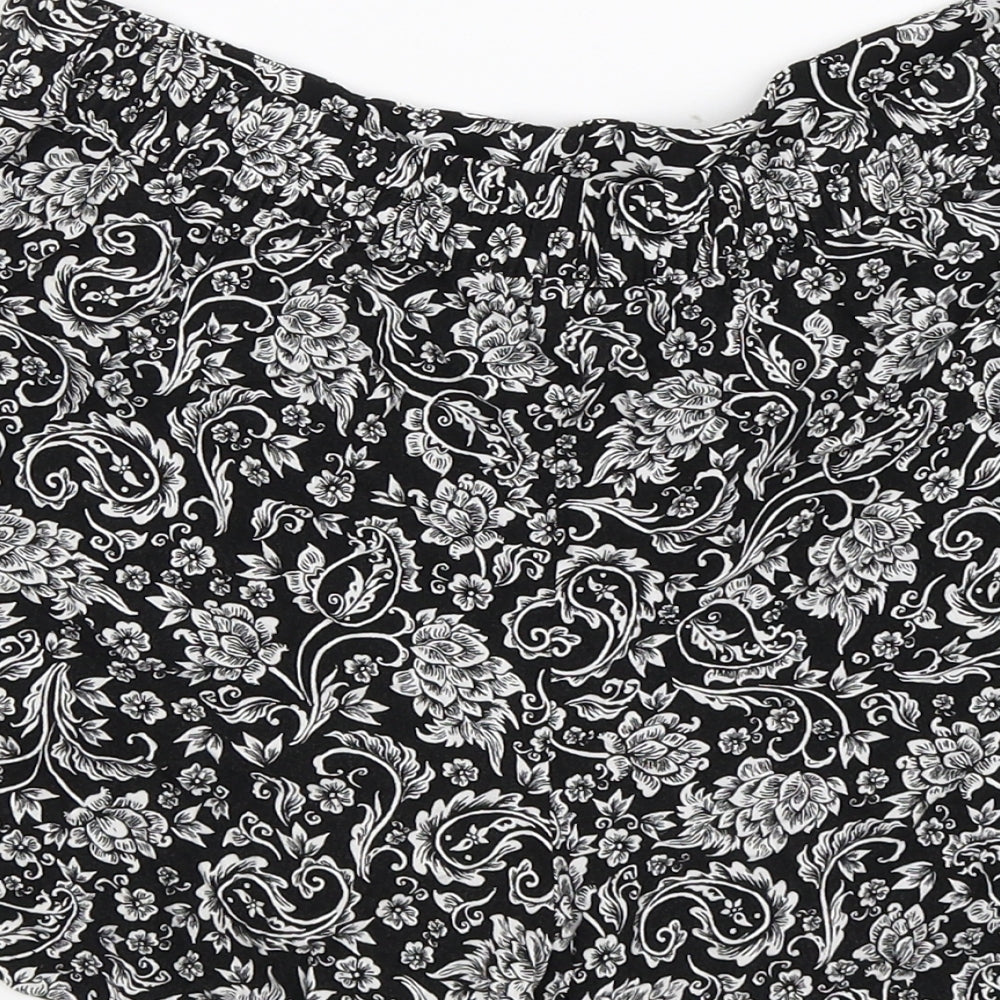 Peacocks Womens Black Floral  Skimmer Shorts Size 10