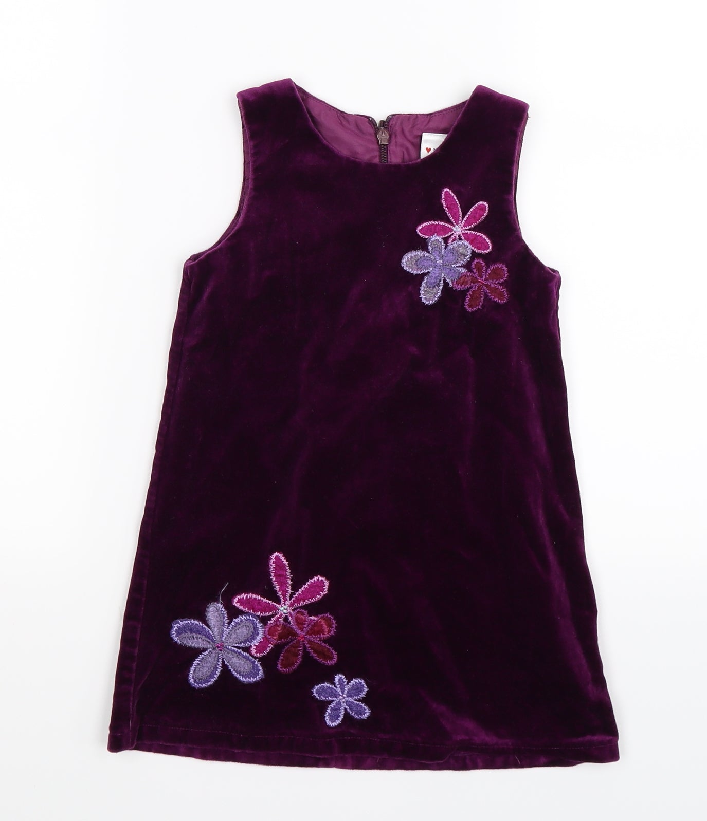 NEXT Girls Purple Floral Velour Shift  Size 3 Years
