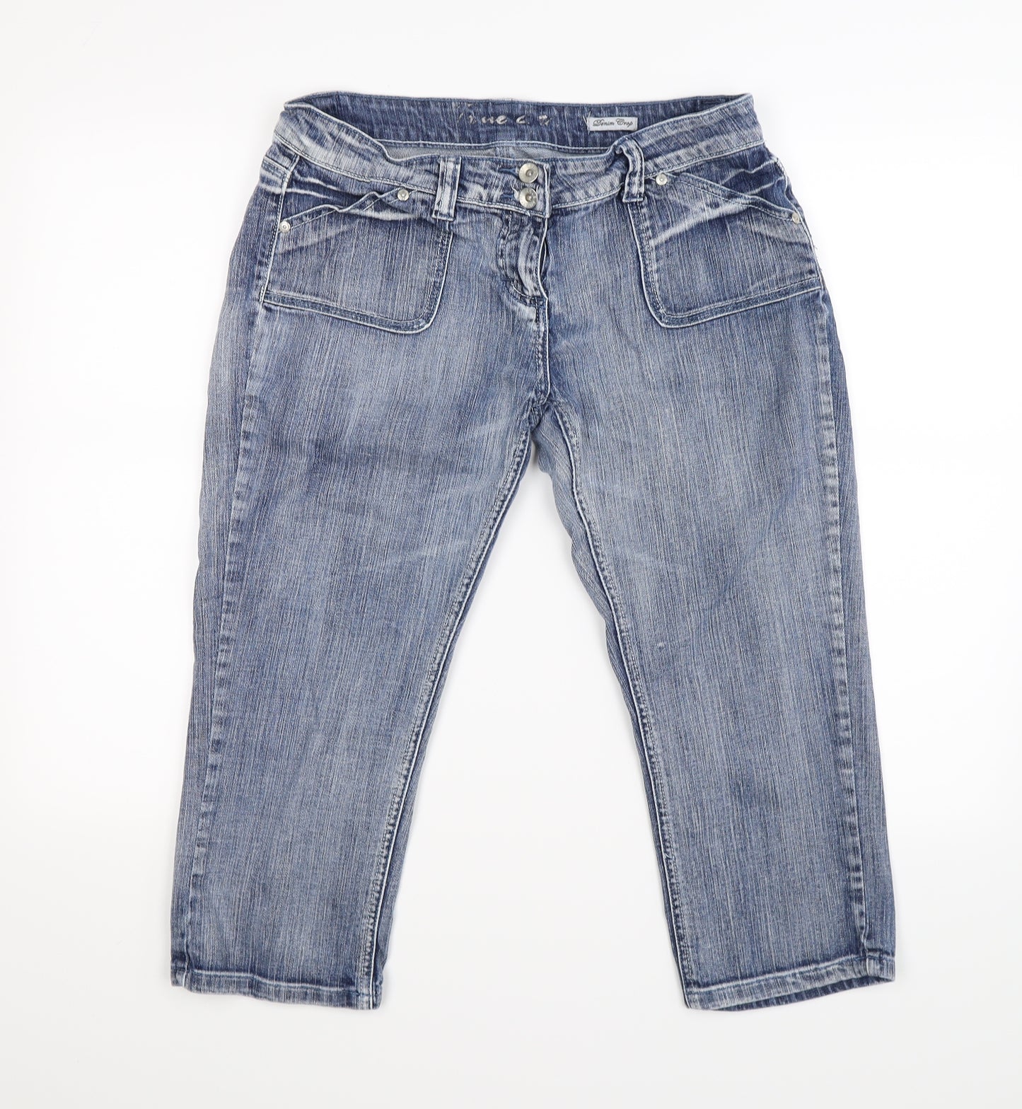 TRUE 2 U Womens Blue  Denim Cut-Off Shorts Size 12