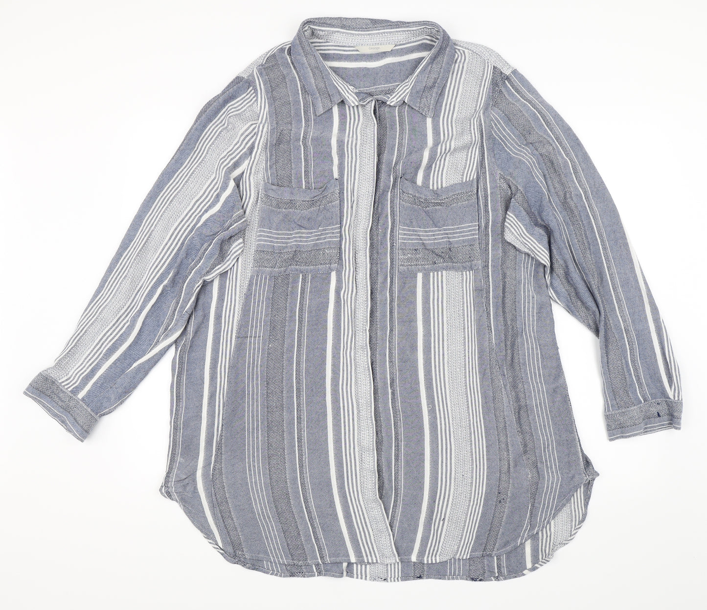 George Womens Blue Striped  Basic Button-Up Size 24