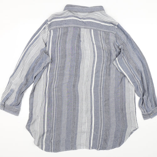 George Womens Blue Striped  Basic Button-Up Size 24