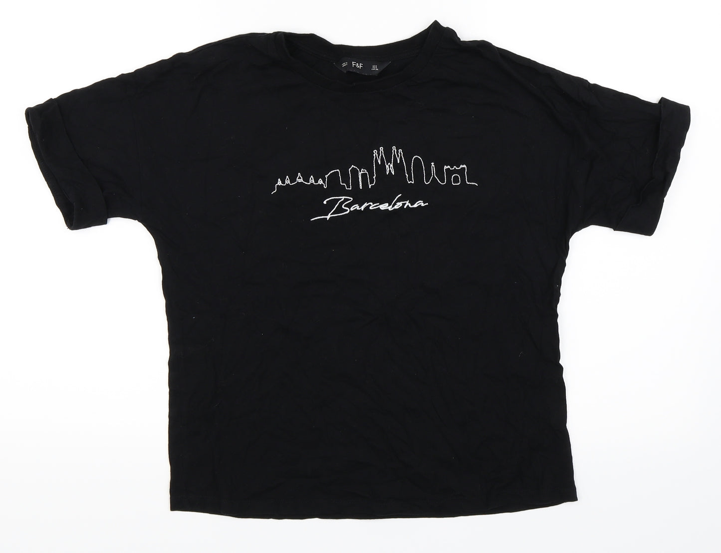 F&F Womens Black   Basic T-Shirt Size 8