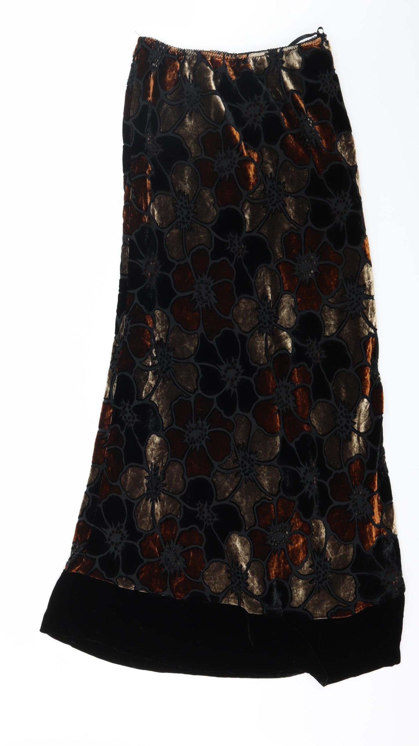 Monsoon Womens Brown Floral Velvet Maxi Skirt Size 10