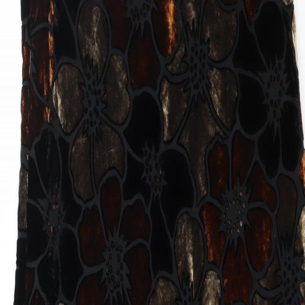 Monsoon Womens Brown Floral Velvet Maxi Skirt Size 10