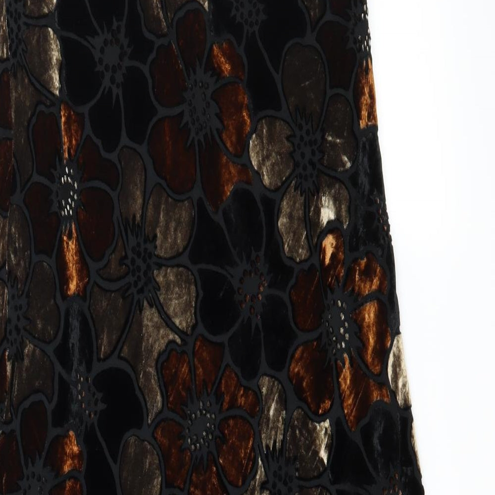 Monsoon Womens Brown Floral Velvet Maxi Skirt Size 10