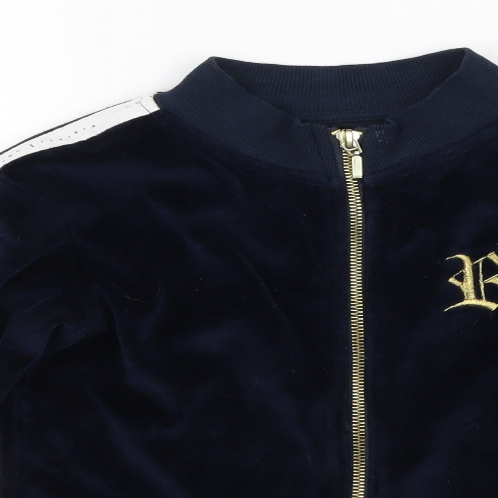 River Island Girls Blue  Velour Jacket  Size 5-6 Years