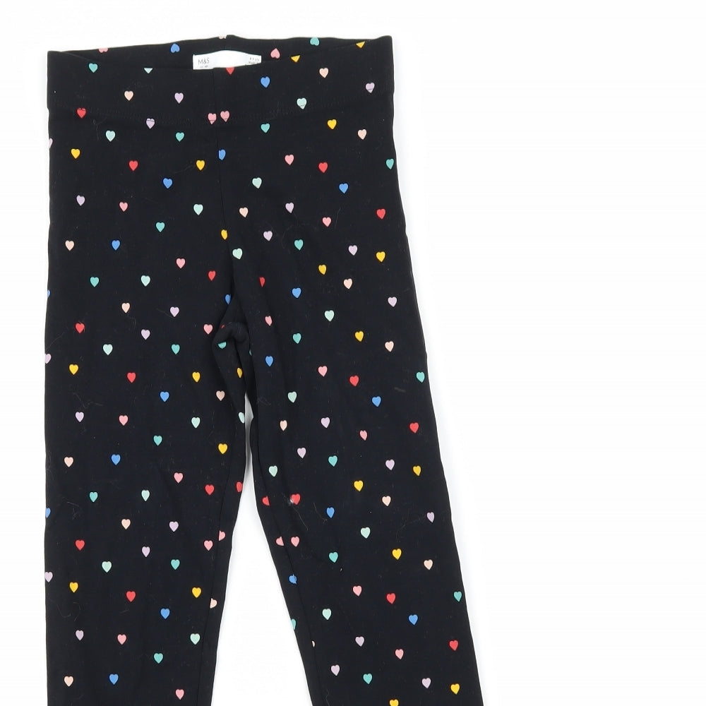 Marks and Spencer Girls Black   Capri Trousers Size 8-9 Years - Love heart print leggings