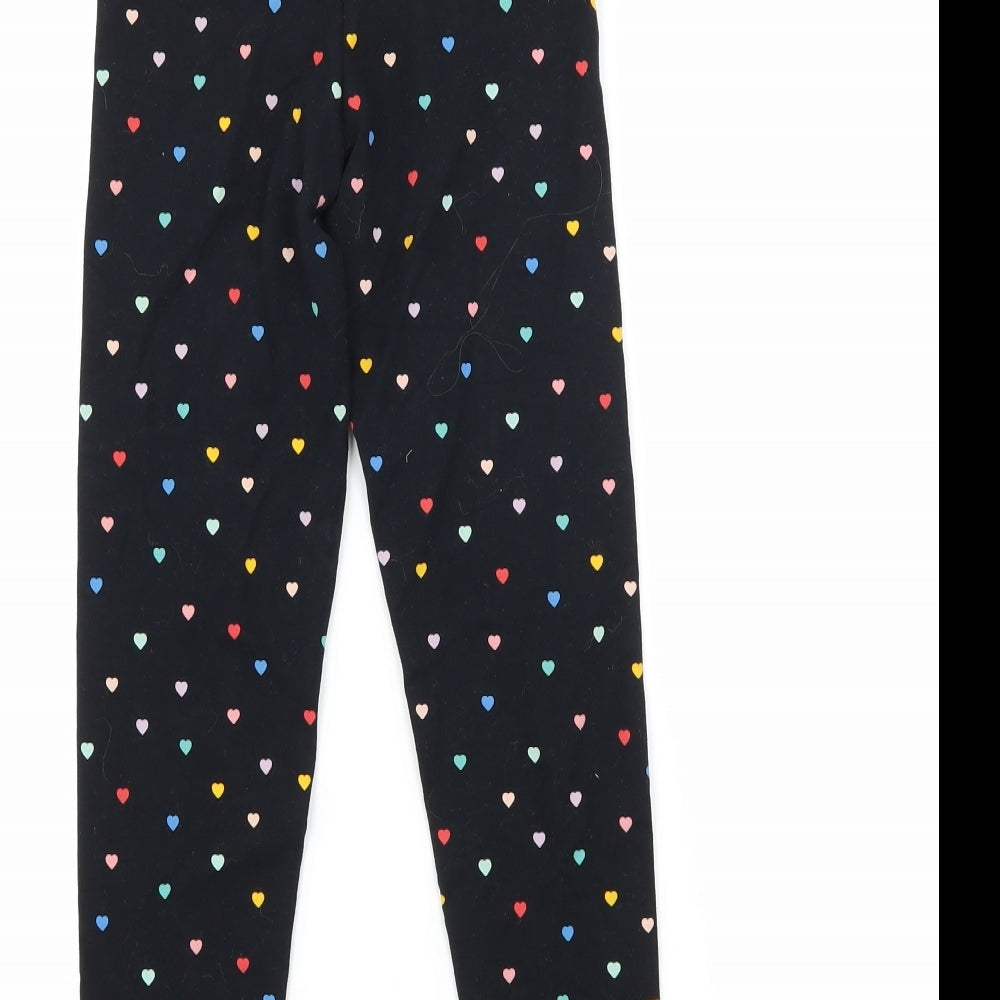 Marks and Spencer Girls Black   Capri Trousers Size 8-9 Years - Love heart print leggings
