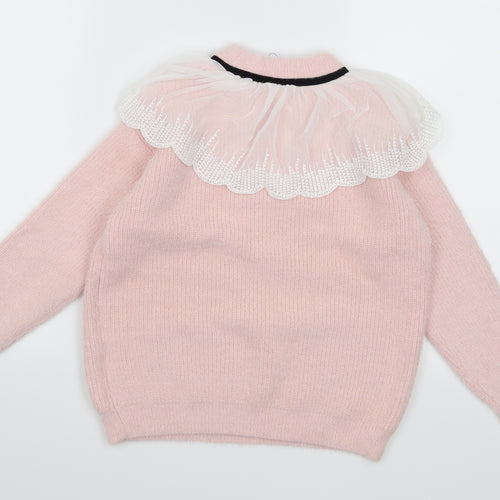 River Island Girls Pink  Knit Pullover Jumper Size 7-8 Years