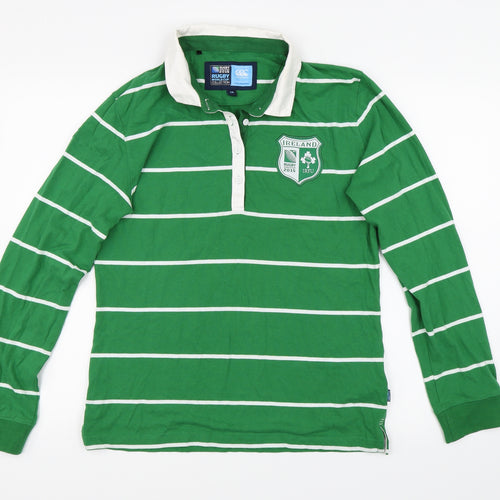 Rugby World Cup Womens Green Striped  Basic Polo Size 14  - Ireland World Cup 2015