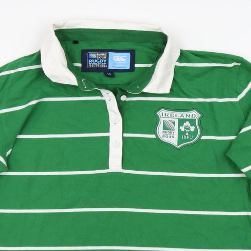 Rugby World Cup Womens Green Striped  Basic Polo Size 14  - Ireland World Cup 2015