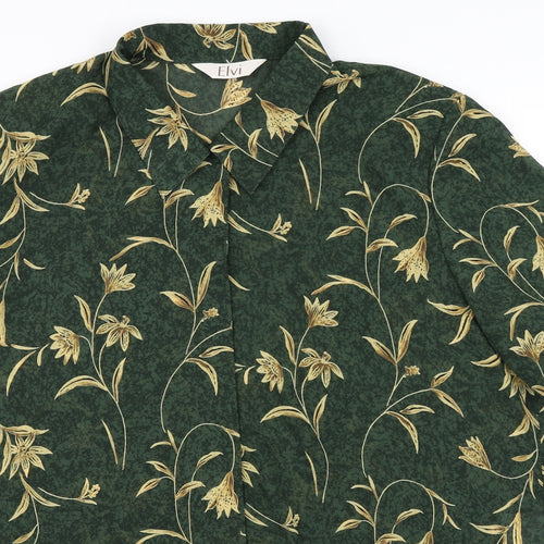 ELVI Womens Green Floral  Basic Button-Up Size 20