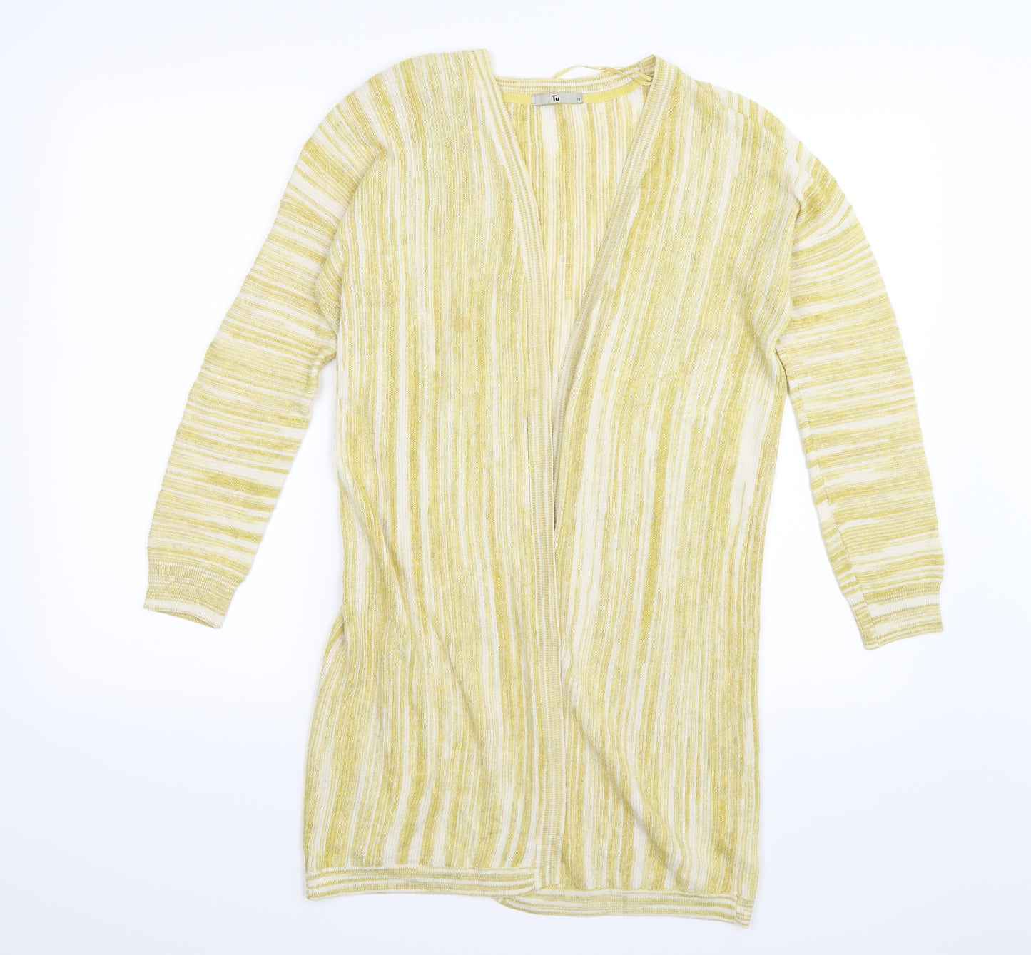 TU Womens Yellow Striped  Cardigan Jumper Size 10