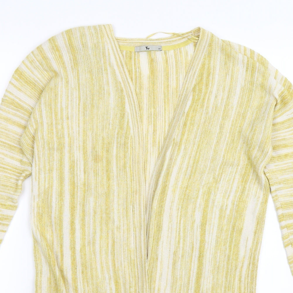 TU Womens Yellow Striped  Cardigan Jumper Size 10