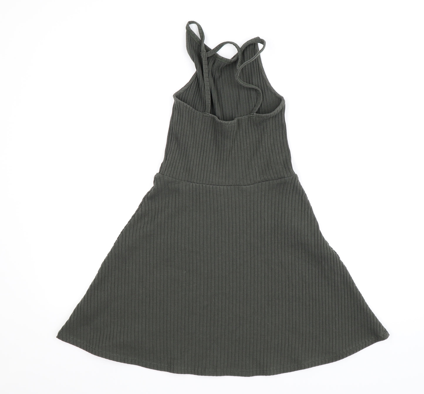 Topshop Womens Green Striped Knit Tank Dress  Size 8