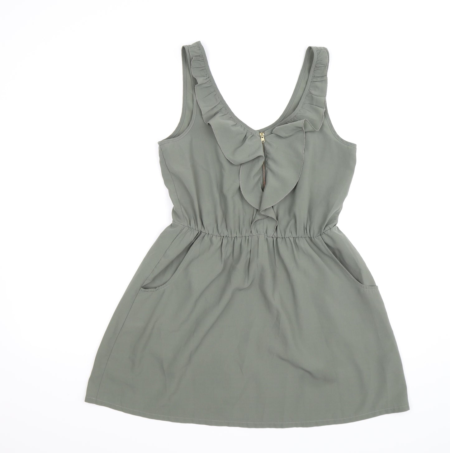 Miss Selfridge Womens Green  Chiffon Skater Dress  Size 8