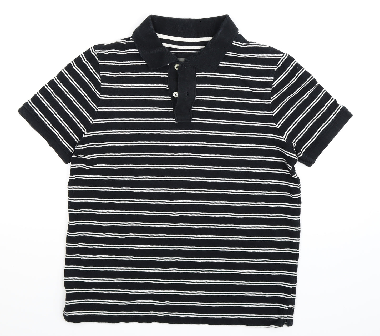 Angelo Litrico Mens Black Striped   Polo Size S