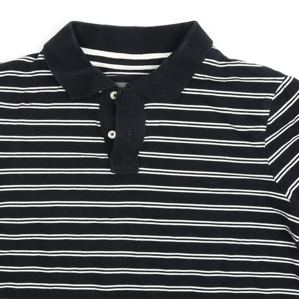 Angelo Litrico Mens Black Striped   Polo Size S