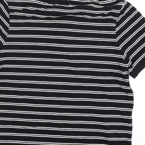 Angelo Litrico Mens Black Striped   Polo Size S