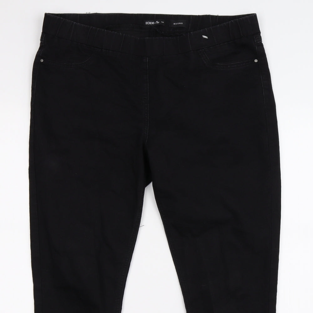 TU Womens Black  Denim Jegging Leggings Size 14 L26 in