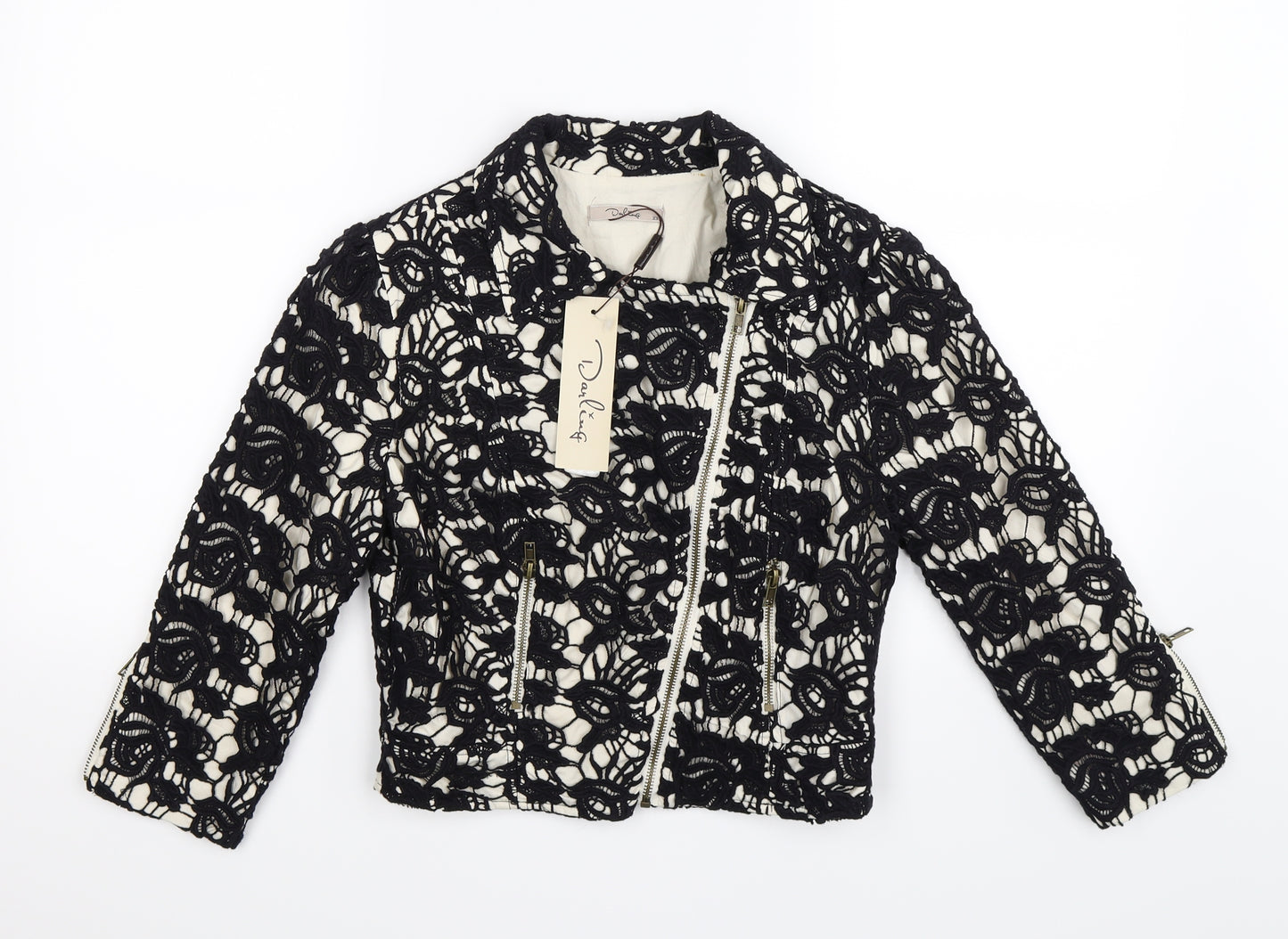 Darling Womens Beige Floral Lace Jacket Blazer Size XS