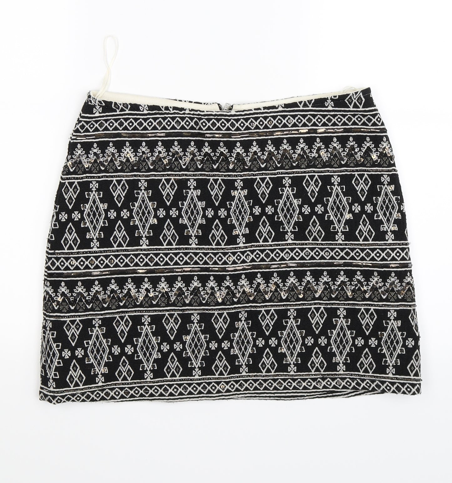 Atmosphere Womens Black Argyle/Diamond Knit Skater Skirt Size 10